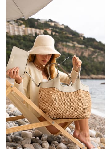 maison héritage PARIS Skórzany shopper bag "St Barths" w kolorze beżowym - 49 x 38 x 16 cm