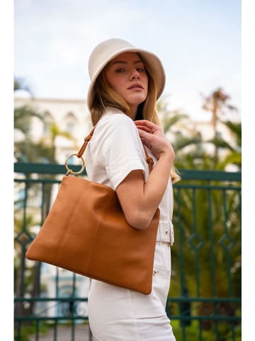 maison héritage PARIS Leder-Schultertasche "Irma" in Hellbraun - (B)35 x (H)26 cm