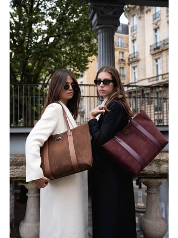 maison héritage PARIS Leder-Shopper "Elis Suede" in Hellbraun - (B)41 x (H)30 x (T)10 cm