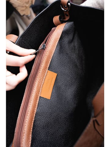 maison héritage PARIS Leder-Shopper "Elis Suede" in Hellbraun - (B)41 x (H)30 x (T)10 cm