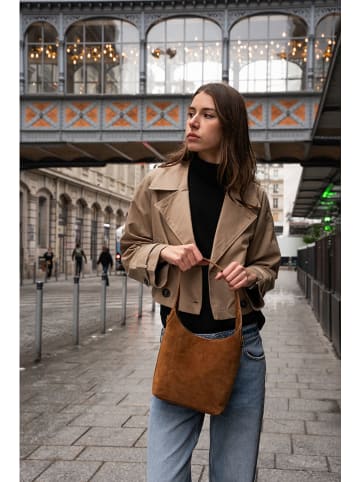 maison héritage PARIS Leder-Schultertasche "Clison" in Hellbraun - (B)24 x (H)45 x (T)8 cm