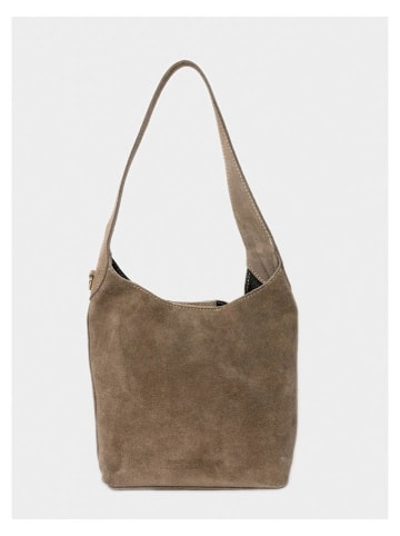 maison héritage PARIS Leder-Schultertasche "Clison Suede" in Beige - (B)24 x (H)45 x (T)8 cm