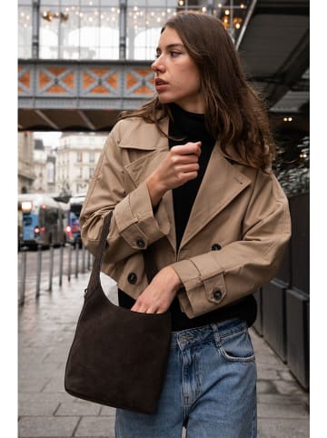 maison héritage PARIS Leder-Schultertasche "Clison Suede" in Braun - (B)24 x (H)45 x (T)8 cm