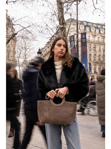 maison héritage PARIS Leder-Henkeltasche "Mini Saumur" in Taupe - (B)30 x (H)24 x (T)10 cm