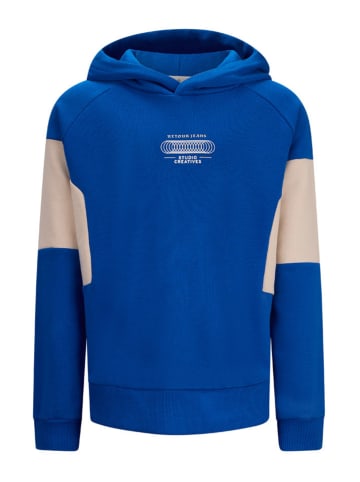 Retour Hoodie "Andy" in Blau/ Beige