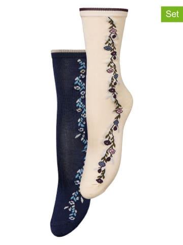 Becksöndergaard 2er-Set: Socken "Wintery Visca" in Creme/ Dunkelblau