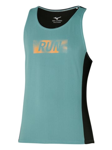 Mizuno Top w kolorze turkusowo-czarnym do biegania