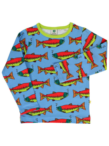 Småfolk Longsleeve "Lachs" in Blau/ Rot
