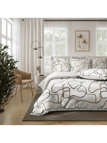 Passion dElly Perkal beddengoedset "Nola" wit/bruin/blauw