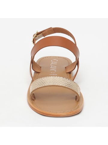 CALANK Leren sandalen lichtbruin/goudkleurig