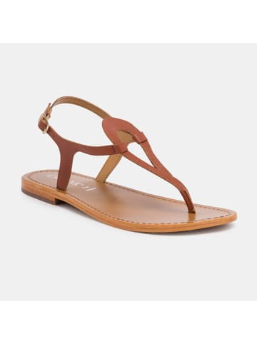 CALANK Leder-Zehensandalen in Hellbraun