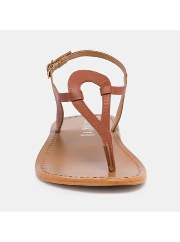 CALANK Leder-Zehensandalen in Hellbraun