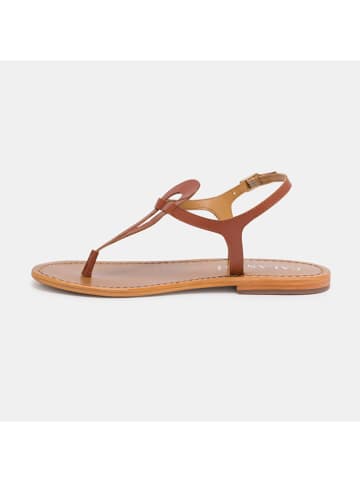 CALANK Leder-Zehensandalen in Hellbraun