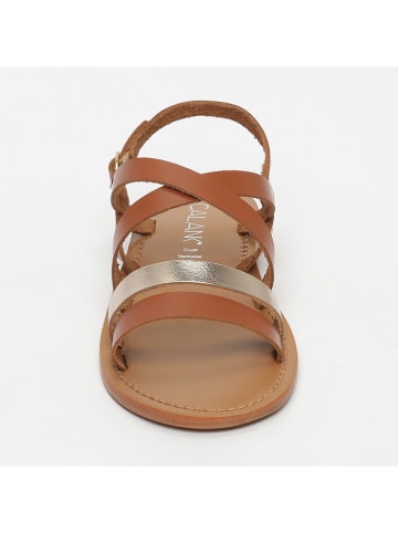 CALANK Leder-Sandalen in Hellbraun/ Gold