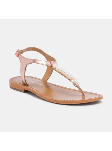 CALANK Leder-Zehensandalen in Rosegold