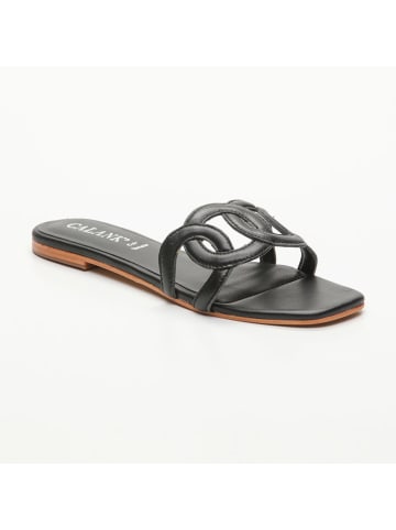 CALANK Leren slippers zwart