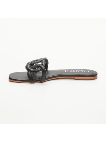 CALANK Leren slippers zwart