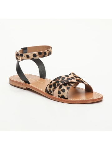 CALANK Leder-Sandalen in Schwarz/ Beige/ Braun