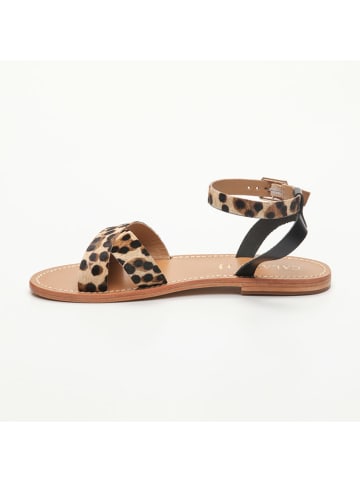CALANK Leder-Sandalen in Schwarz/ Beige/ Braun