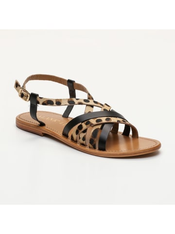 CALANK Leder-Sandalen in Schwarz/ Beige/ Braun