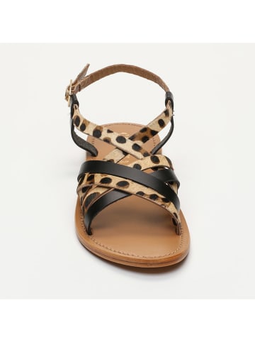 CALANK Leder-Sandalen in Schwarz/ Beige/ Braun