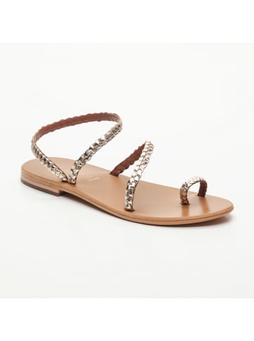 CALANK Leder-Zehensandalen in Gold