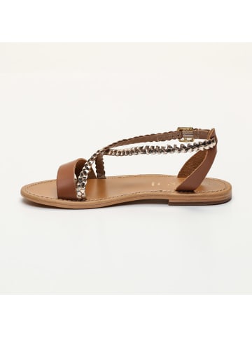 CALANK Leren sandalen goudkleurig/lichtbruin