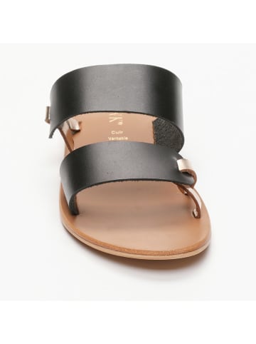 CALANK Leder-Pantoletten in Schwarz/ Gold