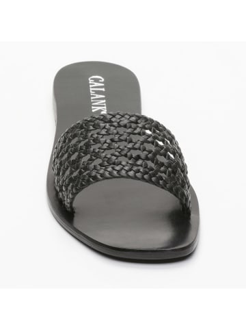CALANK Leren slippers zwart