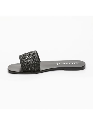 CALANK Leren slippers zwart