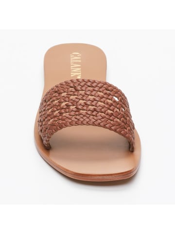 CALANK Leren slippers lichtbruin