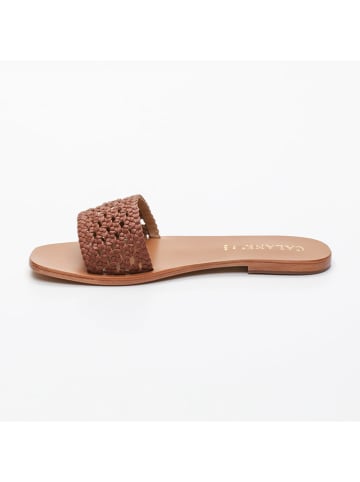 CALANK Leren slippers lichtbruin