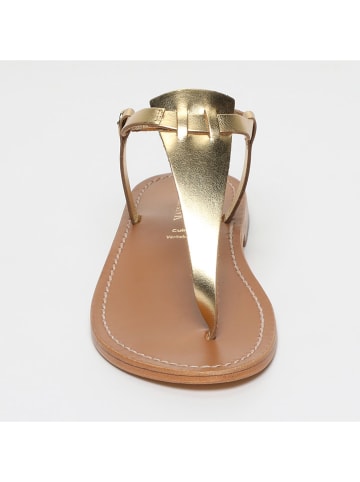 CALANK Leren teensandalen goudkleurig