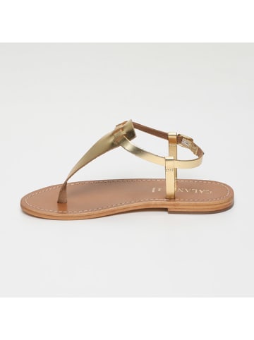 CALANK Leder-Zehensandalen in Gold