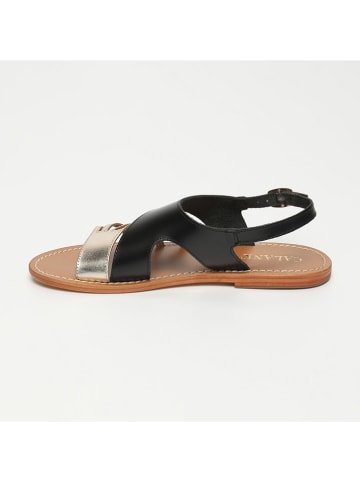 CALANK Leren sandalen zwart/goudkleurig