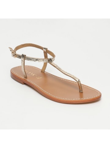 CALANK Leder-Zehensandalen in Gold