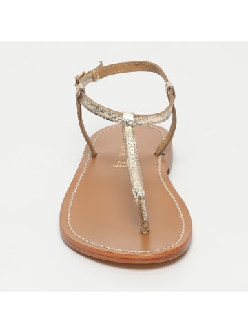 CALANK Leder-Zehensandalen in Gold