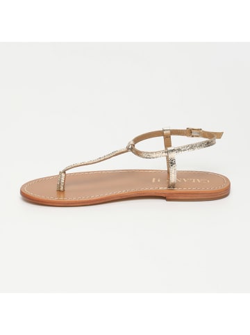 CALANK Leder-Zehensandalen in Gold