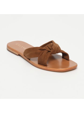CALANK Leren slippers lichtbruin