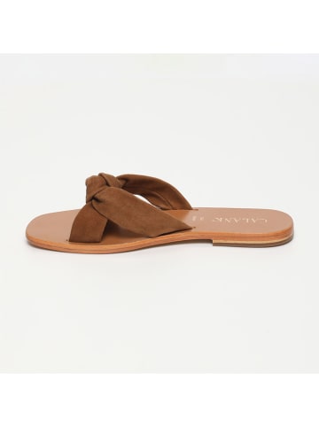 CALANK Leren slippers lichtbruin