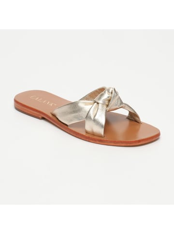CALANK Leren slippers goudkleurig