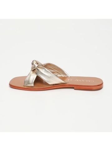CALANK Leren slippers goudkleurig