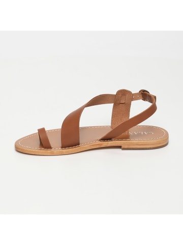 CALANK Leder-Zehensandalen in Hellbraun
