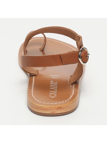 CALANK Leder-Zehensandalen in Hellbraun