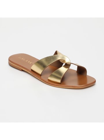 CALANK Leder-Pantoletten in Gold