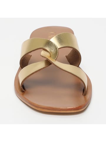 CALANK Leren slippers goudkleurig