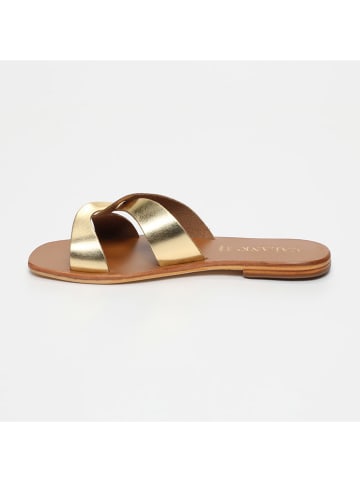 CALANK Leder-Pantoletten in Gold