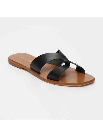 CALANK Leren slippers zwart
