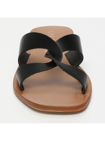 CALANK Leren slippers zwart
