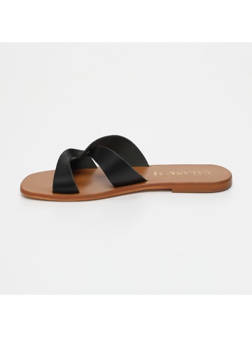 CALANK Leren slippers zwart